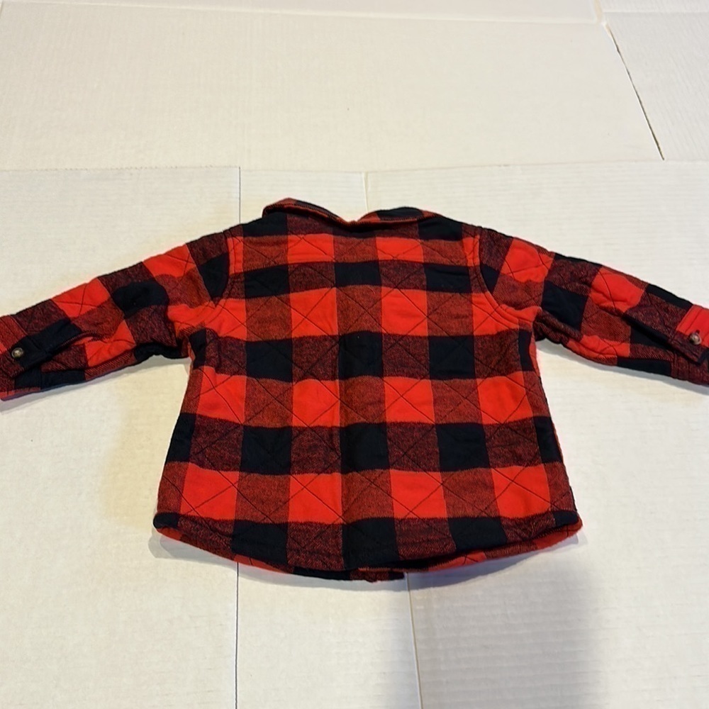 NWT Carter’s cozy long sleeve button up flannel black red shirt 6 months - Picture 5 of 5